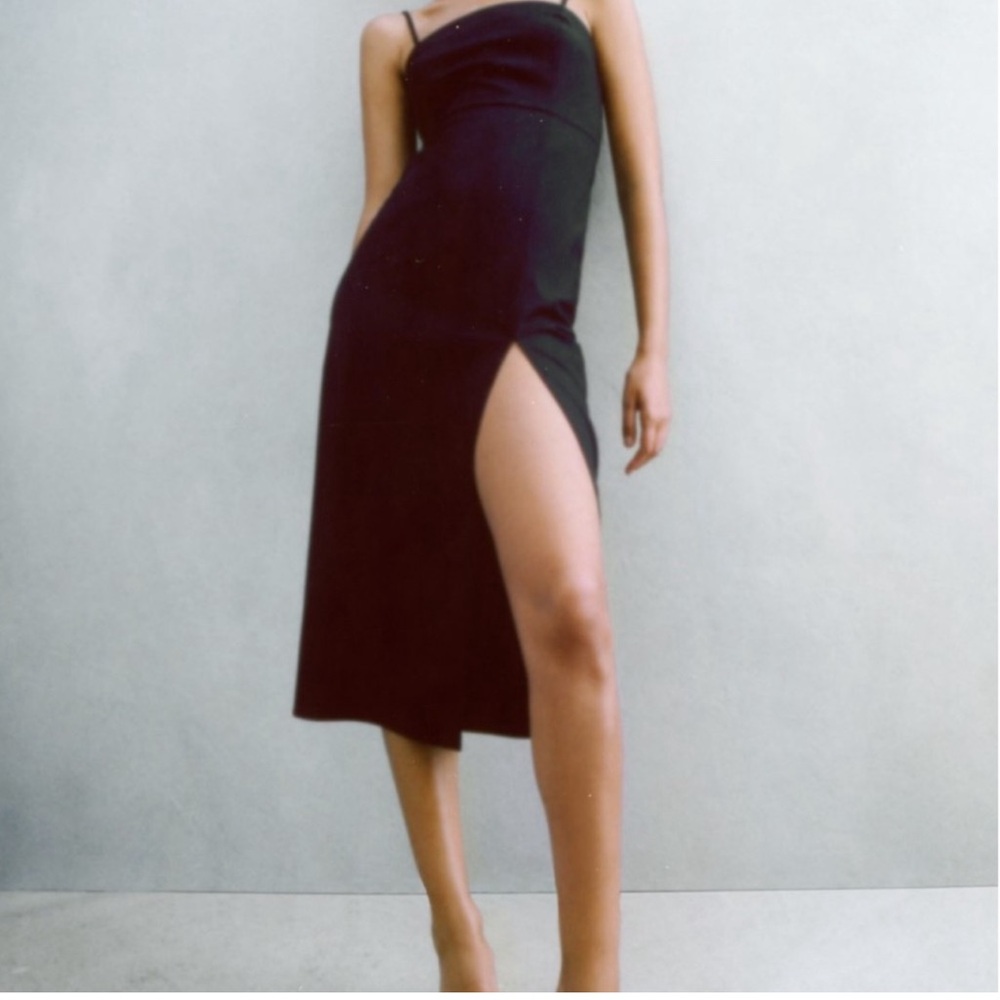 Zara black midi tube dress
